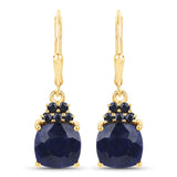 6.20 Carat Dyed Sapphire and Blue Sapphire .925 Sterling Silver Earrings