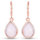 18K Rose Gold Plated 7.60 Carat Genuine Pink Opal .925 Sterling Silver Earrings