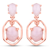 18K Rose Gold Plated 2.86 Carat Genuine Pink Opal .925 Sterling Silver Earrings