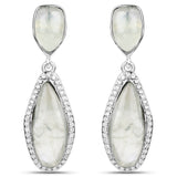 12.58 Carat Genuine Prehnite and White Topaz .925 Sterling Silver Earrings