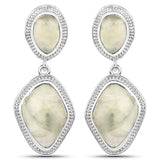 18.72 Carat Genuine Prehnite .925 Sterling Silver Earrings