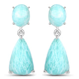 11.40 Carat Genuine Amazonite .925 Sterling Silver Earrings