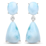 11.54 Carat Genuine Larimar .925 Sterling Silver Earrings