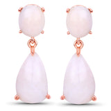 18K Rose Gold Plated 14.08 Carat Genuine Pink Opal .925 Sterling Silver Earrings