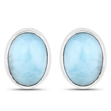 2.00 Carat Genuine Larimar .925 Sterling Silver Earrings