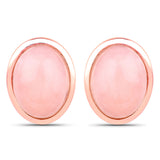 18K Rose Gold Plated 1.50 Carat Genuine Pink Opal .925 Sterling Silver Earrings