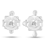 0.01 Carat Genuine White Diamond .925 Sterling Silver Earrings