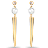 18K Yellow Gold Plated 0.12 Carat Genuine Morganite .925 Sterling Silver Earrings