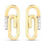 18K Yellow Gold Plated 0.04 Carat Genuine White Diamond .925 Sterling Silver Earrings