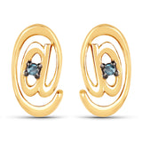 18K Yellow Gold Plated 0.02 Carat Genuine Blue Diamond .925 Sterling Silver Earrings