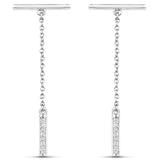 0.09 ct. Genuine White Diamond .925 Sterling Silver Earrings