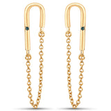 14K Yellow Gold Plated 0.01 carat Genuine Blue Diamond .925 Sterling Silver Earrings