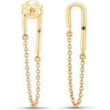 14K Yellow Gold Plated 0.01 carat Genuine Blue Diamond .925 Sterling Silver Earrings