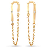 14K Yellow Gold Plated 0.01 Carat Genuine White Diamond .925 Sterling Silver Earrings