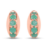 18K Rose Gold Plated 0.30 Carat Genuine Emerald .925 Sterling Silver Earrings