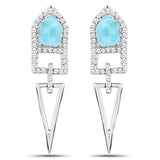 1.45 Carat Genuine Amazonite and White Topaz .925 Sterling Silver Earrings