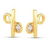 14K Yellow Gold Plated 0.02 Carat Genuine White Diamond .925 Sterling Silver Earrings