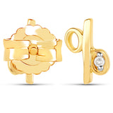 14K Yellow Gold Plated 0.02 Carat Genuine White Diamond .925 Sterling Silver Earrings