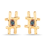14K Yellow Gold Plated 0.01 ct. Genuine Blue Diamond .925 Sterling Silver Earrings