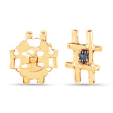 14K Yellow Gold Plated 0.01 ct. Genuine Blue Diamond .925 Sterling Silver Earrings