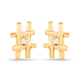 18K Yellow Gold Plated 0.01 Carat Genuine White Diamond .925 Sterling Silver Earrings