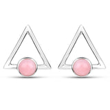 1.20 Carat Genuine Pink Opal .925 Sterling Silver Earrings