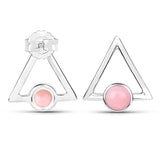 1.20 Carat Genuine Pink Opal .925 Sterling Silver Earrings