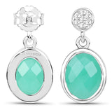 4.76 Carat Genuine Emerald and White Topaz .925 Sterling Silver Earrings