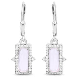 3.44 Carat Genuine Rose Quartz and White Topaz .925 Sterling Silver Earrings