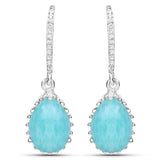 11.91 Carat Genuine Amazonite and White Topaz .925 Sterling Silver Earrings