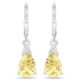 2.80 Carat Genuine Citrine and White Zircon .925 Sterling Silver Earrings