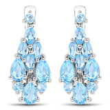2.42 Carat Genuine Swiss Blue Topaz .925 Sterling Silver Earrings