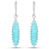 7.11 Carat Genuine Amazonite and White Topaz .925 Sterling Silver Earrings