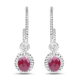 0.82 Carat Genuine Ruby .925 Sterling Silver Earrings