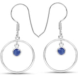 0.80 Carat Genuine Blue Sapphire .925 Sterling Silver Earrings