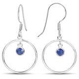 0.80 Carat Genuine Blue Sapphire .925 Sterling Silver Earrings
