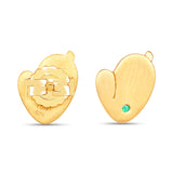 18K Yellow Gold Plated 0.01 Carat Genuine Zambian Emerald .925 Sterling Silver Earrings