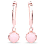 18K Rose Gold Plated 1.86 Carat Genuine Pink Opal .925 Sterling Silver Earrings