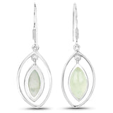 6.76 Carat Genuine Prehnite .925 Sterling Silver Earrings