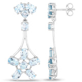 9.88 Carat Genuine Blue Topaz .925 Sterling Silver Earrings