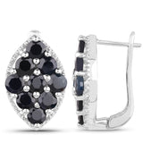 7.57 Carat Genuine Blue Sapphire .925 Sterling Silver Earrings