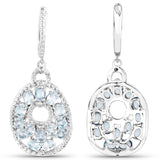 6.21 Carat Genuine Blue Topaz and White Diamond .925 Sterling Silver Earrings
