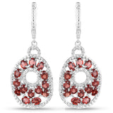 6.33 Carat Genuine Garnet and White Diamond .925 Sterling Silver Earrings
