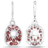 6.33 Carat Genuine Garnet and White Diamond .925 Sterling Silver Earrings