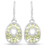5.72 Carat Genuine Peridot and White Diamond .925 Sterling Silver Earrings