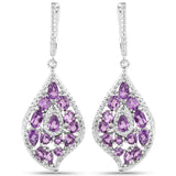 4.53 Carat Genuine Amethyst and White Diamond .925 Sterling Silver Earrings