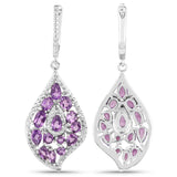 4.53 Carat Genuine Amethyst and White Diamond .925 Sterling Silver Earrings