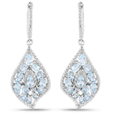 5.83 Carat Genuine Blue Topaz and White Diamond .925 Sterling Silver Earrings