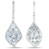 5.83 Carat Genuine Blue Topaz and White Diamond .925 Sterling Silver Earrings
