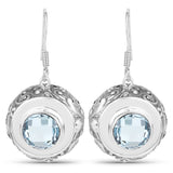 9.00 Carat Genuine Blue Topaz .925 Sterling Silver Earrings